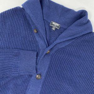 Todd Snyder Men's Medium Navy Linen Cotton Blend Button Up Sweater